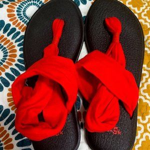 New without tags Sanuk Red Yoga Sling sandals